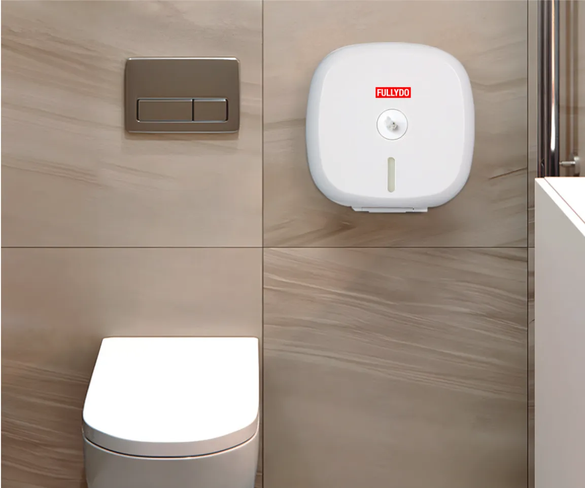 Center-pull toilet paper in bathroom